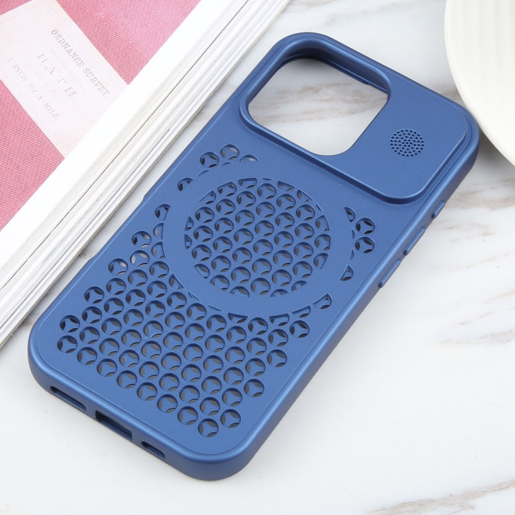 For iPhone 16 Pro Pure Color Honeycomb Aromatherapy MagSafe Phone Case(Blue) - iPhone 16 Pro Cases by buy2fix | Online Shopping UK | buy2fix