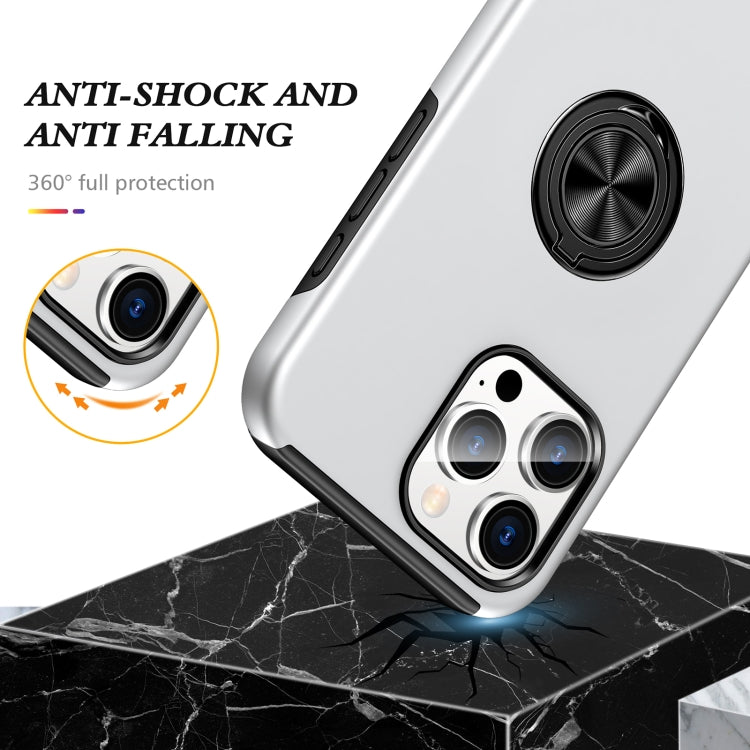 For iPhone 16 Pro Max Magnetic Ring Holder Phone Case(Silver) - iPhone 16 Pro Max Cases by buy2fix | Online Shopping UK | buy2fix