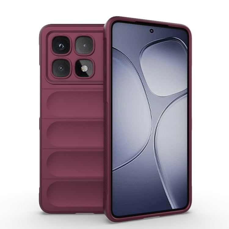 For Redmi K70 Ultra Global Magic Shield TPU + Flannel Phone Case(Wine Red) - Xiaomi Cases by buy2fix | Online Shopping UK | buy2fix