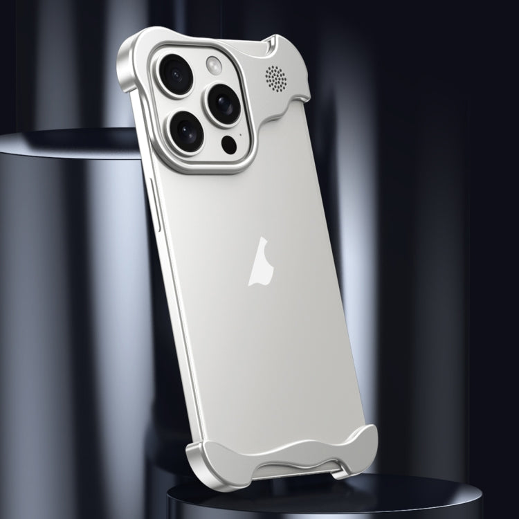 For iPhone 15 Pro Aromatherapy Alloy Frameless Phone Case(Silver) - iPhone 15 Pro Cases by buy2fix | Online Shopping UK | buy2fix