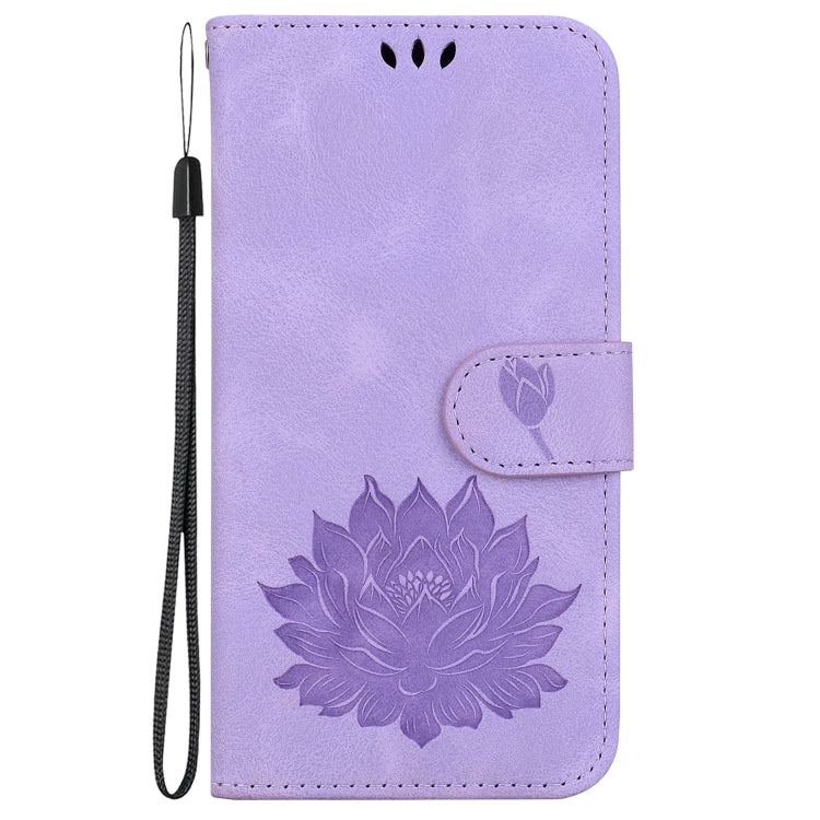 For Motorola Moto G Play 4G 2024 Lotus Embossed Leather Phone Case(Purple) - Motorola Cases by buy2fix | Online Shopping UK | buy2fix