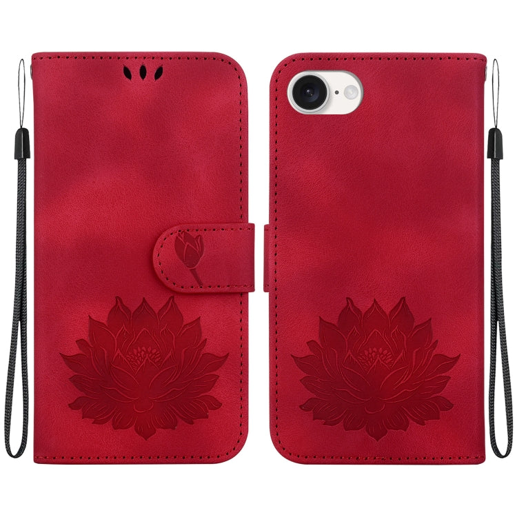 For iPhone SE 2024 Lotus Embossed Leather Phone Case(Red) - More iPhone Cases by buy2fix | Online Shopping UK | buy2fix