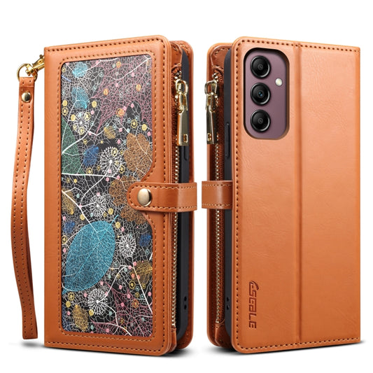 For Samsung Galaxy S25+ 5G ESEBLE Star Series Lanyard Zipper Wallet RFID Leather Case(Brown) - Galaxy S25+ 5G Cases by ESEBLE | Online Shopping UK | buy2fix