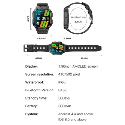 LEMFO K61 Pro 1.96 inch BT5.0 Sport Smart Watch, Support Bluetooth Call / Sleep / Blood Oxygen / Heart Rate / Blood Pressure Health Monitor(Orange) - Smart Watches by LEMFO | Online Shopping UK | buy2fix