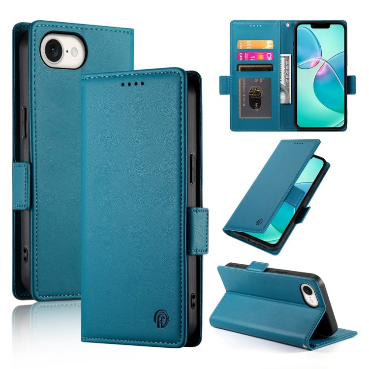 For iPhone SE 2024 Side Buckle Magnetic Frosted Leather Phone Case(Blue) - More iPhone Cases by buy2fix | Online Shopping UK | buy2fix