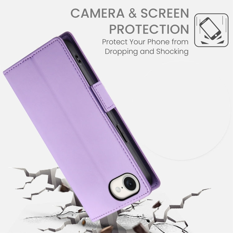 For iPhone SE 2024 Side Buckle Magnetic Frosted Leather Phone Case(Purple) - More iPhone Cases by buy2fix | Online Shopping UK | buy2fix