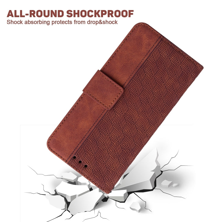 For Xiaomi Redmi K70 Pro / K70 Geometric Embossed Leather Phone Case(Brown) - K70 Cases by buy2fix | Online Shopping UK | buy2fix