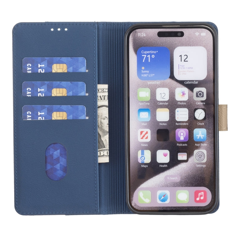 For iPhone 16 Pro Color Matching RFID Anti-theft Leather Phone Case(Blue) - iPhone 16 Pro Cases by buy2fix | Online Shopping UK | buy2fix