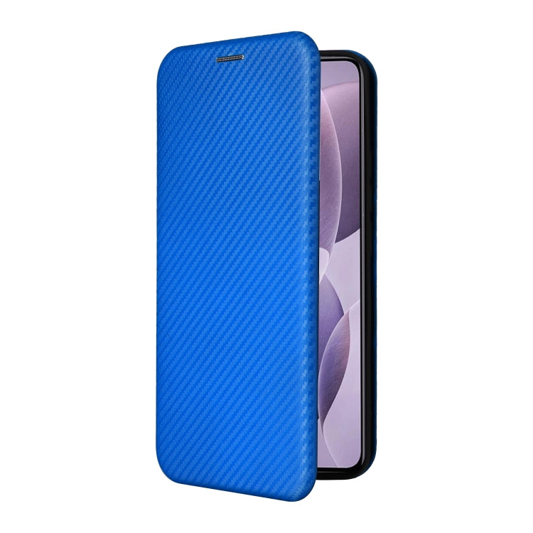 For Redmi K70 Carbon Fiber Texture Flip Leather Phone Case(Blue) - K70 Cases by buy2fix | Online Shopping UK | buy2fix