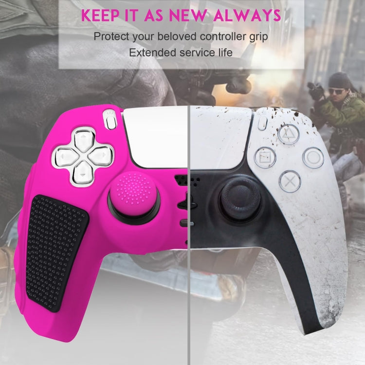 For Sony PS5 Splicing Color Silicone Gamepad Protective Case with Rocker Caps(Pink Black) - Cases by buy2fix | Online Shopping UK | buy2fix