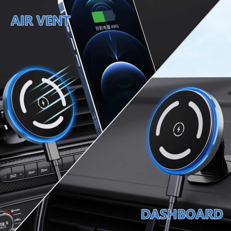 M68 15W Magnetic Wireless Charging Car Holder(Dark Grey) - Wireless Charger Holders by buy2fix | Online Shopping UK | buy2fix