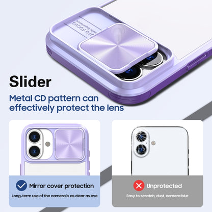 For iPhone 16 Sliding Camshield Acrylic Hybrid TPU Phone Case(Purple) - iPhone 16 Cases by buy2fix | Online Shopping UK | buy2fix