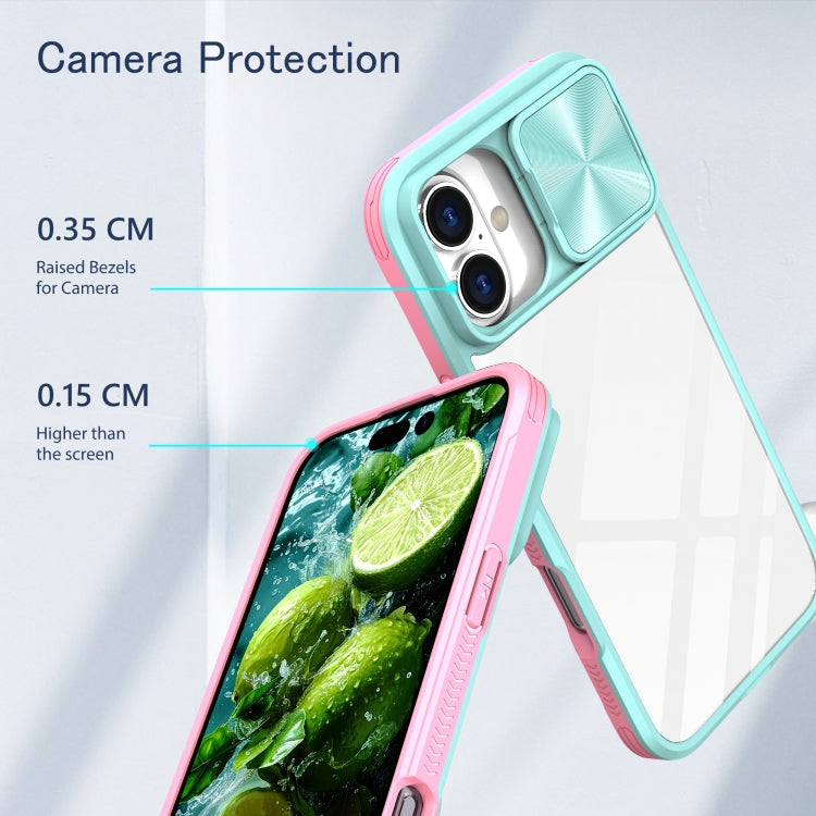 For iPhone 16 Pro Sliding Camshield Acrylic Hybrid TPU Phone Case(Blue Pink) - iPhone 16 Pro Cases by buy2fix | Online Shopping UK | buy2fix