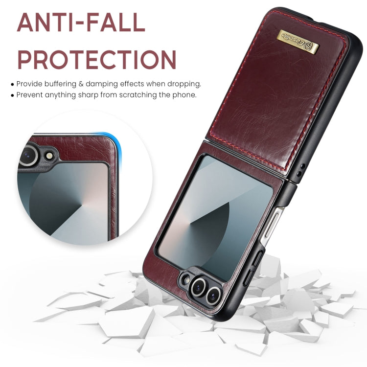 For Samsung Galaxy Z Flip6 5G CaseMe 003 Crazy Horse Texture Flip Leather Phone Case(Wine Red) - Galaxy Z Flip6 5G Cases by CaseMe | Online Shopping UK | buy2fix