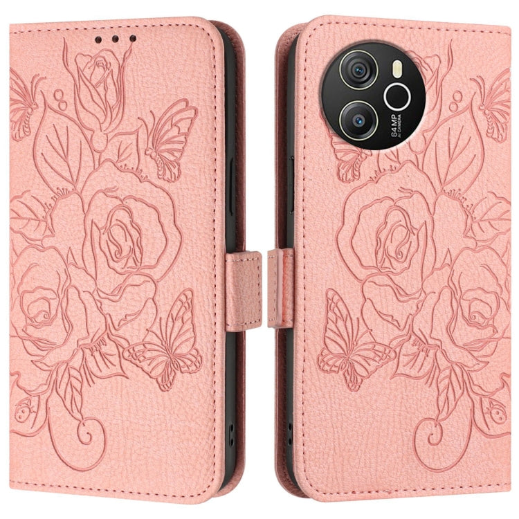 For Blackview Shark 8 Embossed Rose RFID Anti-theft Leather Phone Case(Pink) - More Brand by buy2fix | Online Shopping UK | buy2fix