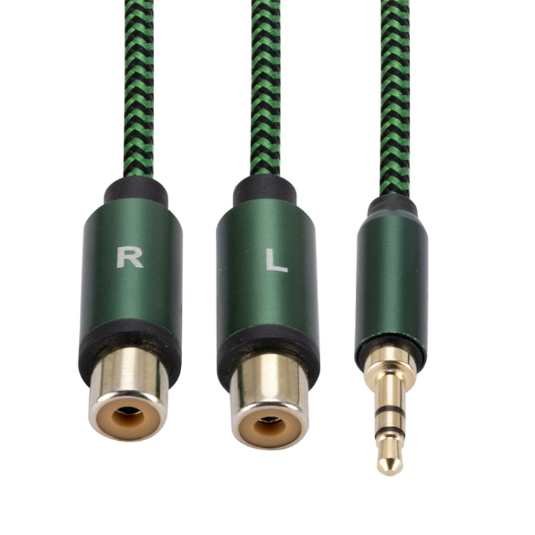 3.5mm Male to 2 RCA Female Audio Cable Amplifier Connector, Length:1m(Green) - RCA Cable by buy2fix | Online Shopping UK | buy2fix