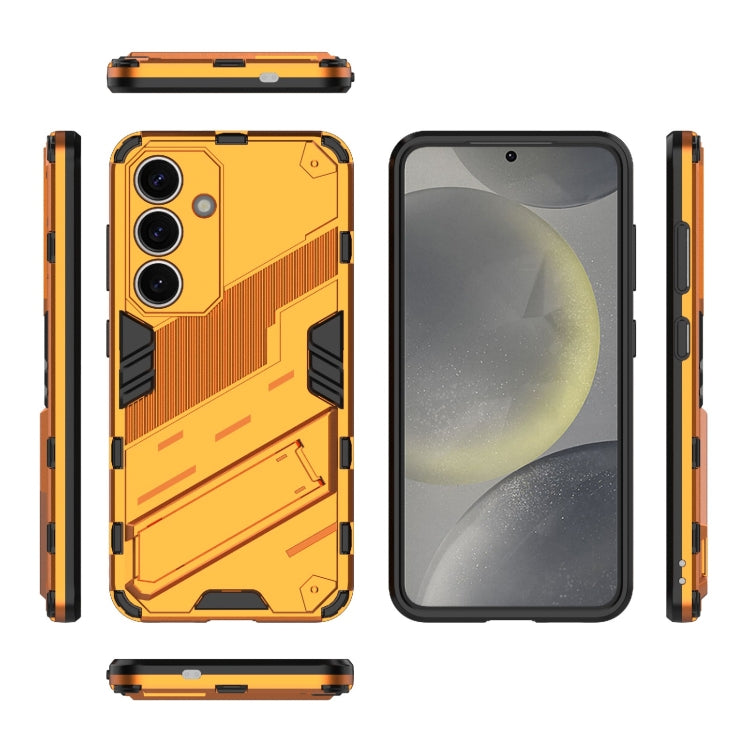 For Samsung Galaxy S25 5G Punk Armor 2 in 1 PC + TPU Shockproof Phone Case with Invisible Holder(Orange) - Galaxy S25 5G Cases by buy2fix | Online Shopping UK | buy2fix