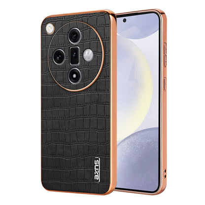 For OPPO Find X7 AZNS Electroplated Frame Crocodile Texture Full Coverage Phone Case(Black) - Find X7 Cases by AZNS | Online Shopping UK | buy2fix