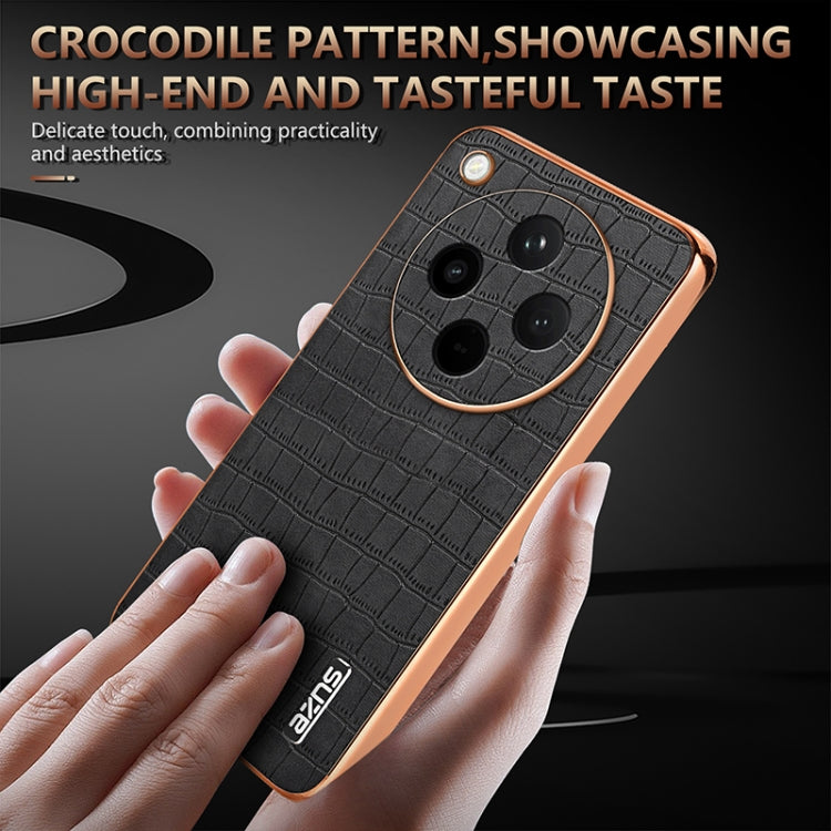 For OPPO Find X8 AZNS Electroplated Frame Crocodile Texture Full Coverage Phone Case(Black) - Find X8 Cases by AZNS | Online Shopping UK | buy2fix