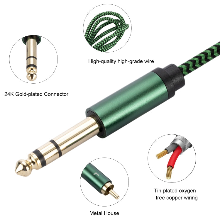 6.35mm Male to Dual RCA Female Audio Adapter Cable, Length:2m(Green) - RCA Cable by buy2fix | Online Shopping UK | buy2fix