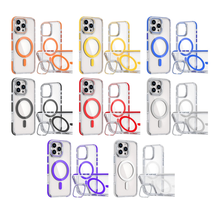 For iPhone 16 Pro Max Dual-Color Clear Acrylic Hybrid TPU Lens Flip Holder MagSafe Phone Case(Yellow) - iPhone 16 Pro Max Cases by buy2fix | Online Shopping UK | buy2fix