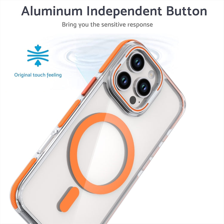 For iPhone 16 Pro Max Dual-Color Clear Acrylic Hybrid TPU Lens Flip Holder MagSafe Phone Case(Grey) - iPhone 16 Pro Max Cases by buy2fix | Online Shopping UK | buy2fix