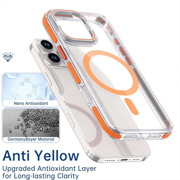 For iPhone 16 Pro Dual-Color Clear Acrylic Hybrid TPU Lens Flip Holder MagSafe Phone Case(Red) - iPhone 16 Pro Cases by buy2fix | Online Shopping UK | buy2fix