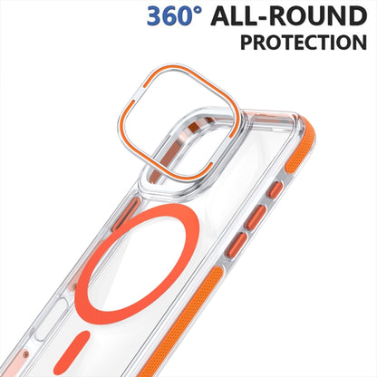 For iPhone 16 Plus Dual-Color Clear Acrylic Hybrid TPU Lens Flip Holder MagSafe Phone Case(Yellow) - iPhone 16 Plus Cases by buy2fix | Online Shopping UK | buy2fix