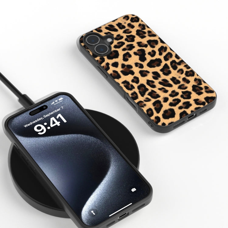 For iPhone 16 Plus Black Frame Leopard Phone Case(Leopard Print) - iPhone 16 Plus Cases by buy2fix | Online Shopping UK | buy2fix