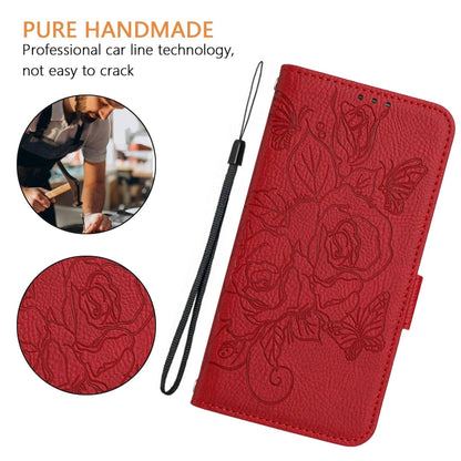 For Motorola Moto G Play 5G / G 5G 2024 Embossed Rose RFID Anti-theft Leather Phone Case(Red) - Motorola Cases by buy2fix | Online Shopping UK | buy2fix