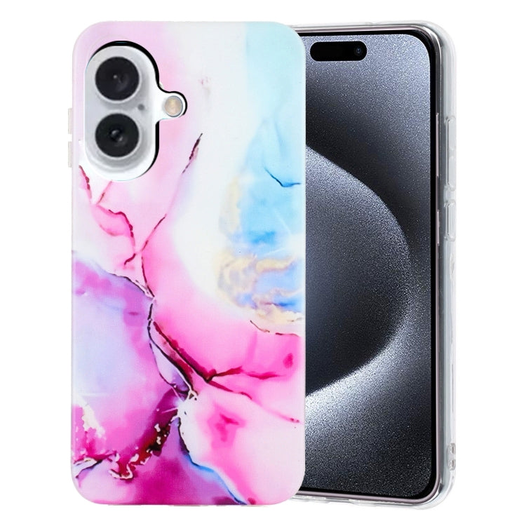 For iPhone 16 IMD Marble TPU Phone Case(Pink Blue) - iPhone 16 Cases by buy2fix | Online Shopping UK | buy2fix