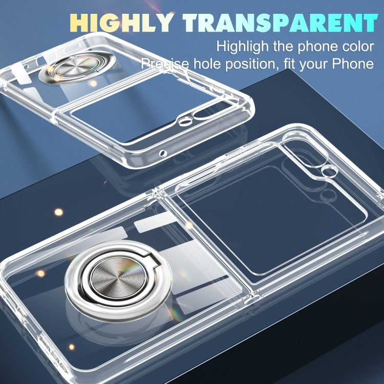 For Samsung Galaxy Z Flip5 5G MagSafe Transparent PC Folding Phone Case with Ring Holder - Galaxy Z Flip5 Cases by buy2fix | Online Shopping UK | buy2fix