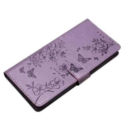 For iPhone 16 Pro Max Butterflies and Flowers Leather Phone Case(Purple) - iPhone 16 Pro Max Cases by buy2fix | Online Shopping UK | buy2fix