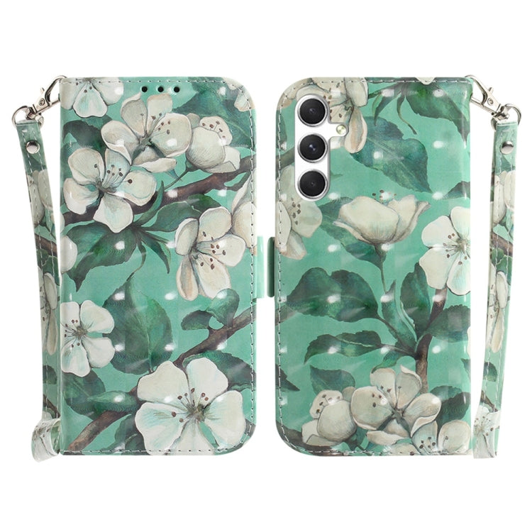 For Samsung Galaxy S25 5G 3D Colored Horizontal Flip Leather Phone Case(Watercolor Flower) - Galaxy S25 5G Cases by buy2fix | Online Shopping UK | buy2fix