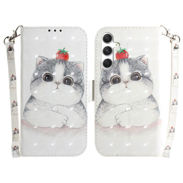 For Samsung Galaxy S25 5G 3D Colored Horizontal Flip Leather Phone Case(Cute Cat) - Galaxy S25 5G Cases by buy2fix | Online Shopping UK | buy2fix