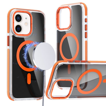 For iPhone 12 Pro / 12 Magsafe Dual-Color Transparent Black Full Coverage Phone Case(Orange) - iPhone 12 / 12 Pro Cases by buy2fix | Online Shopping UK | buy2fix