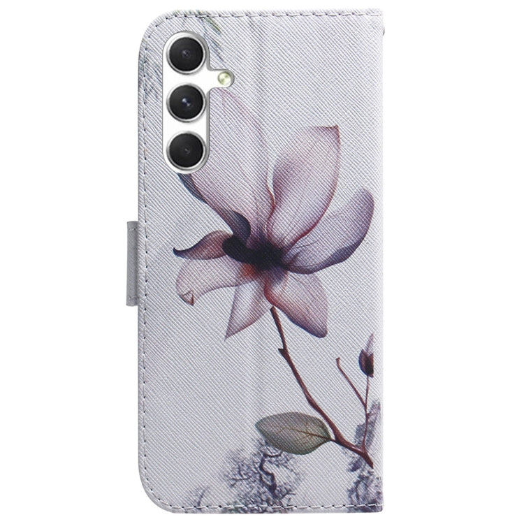 For Samsung Galaxy S25+ 5G Coloured Drawing Flip Leather Phone Case(Magnolia) - Galaxy S25+ 5G Cases by buy2fix | Online Shopping UK | buy2fix