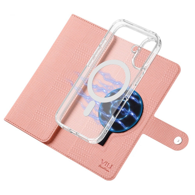 For iPhone 13 ViLi GHA-C Series RFID MagSafe Magnetic Flip Leather Phone Case(Pink) - iPhone 13 Cases by ViLi | Online Shopping UK | buy2fix