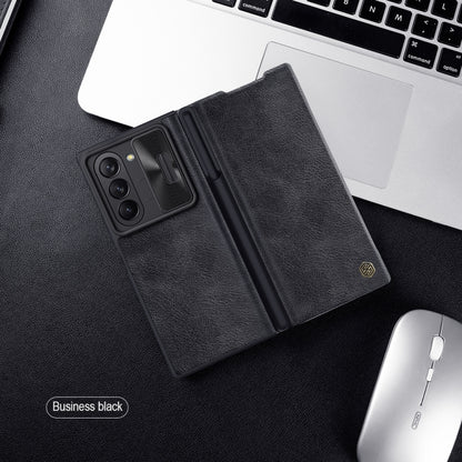 For Samsung Galaxy Z Fold6 5G NILLKIN QIN Series Pro Sliding Camera Cover Design Leather Phone Case(Black) - Galaxy Z Fold6 5G Cases by NILLKIN | Online Shopping UK | buy2fix