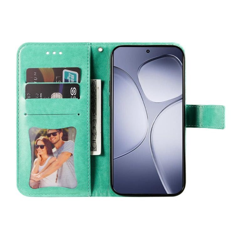 For Redmi K70 Ultra Seven-petal Flowers Embossing Leather Phone Case(Green) - Xiaomi Cases by buy2fix | Online Shopping UK | buy2fix