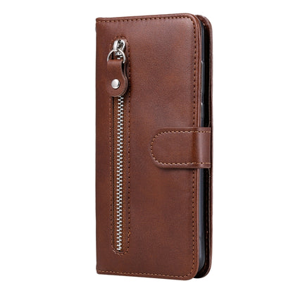 For Samsung Galaxy S25 5G Fashion Calf Texture Zipper Leather Phone Case(Brown) - Galaxy S25 5G Cases by buy2fix | Online Shopping UK | buy2fix