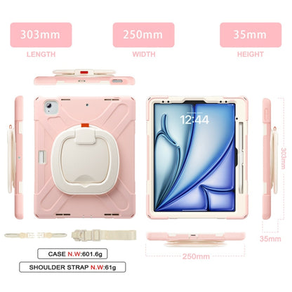 For iPad Air 13 2024 Silicone Hybrid PC Tablet Case with Holder & Shoulder Strap(Cherry Blossom Pink) - iPad Air 13 2024 Cases by buy2fix | Online Shopping UK | buy2fix