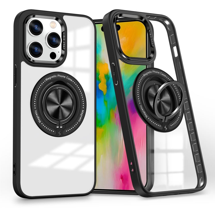 For iPhone 16 Pro Magnetic Rotating Ring Holder Phone Case(Black) - iPhone 16 Pro Cases by buy2fix | Online Shopping UK | buy2fix