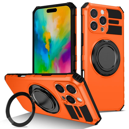 For iPhone 16 Pro Rotating Magnetic Holder Phone Case(Orange) - iPhone 16 Pro Cases by buy2fix | Online Shopping UK | buy2fix