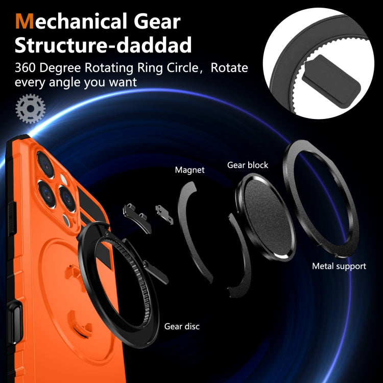 For iPhone 16 Pro Rotating Magnetic Holder Phone Case(Orange) - iPhone 16 Pro Cases by buy2fix | Online Shopping UK | buy2fix