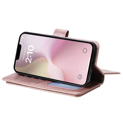 For iPhone SE 2024 Multi-Function Wallet 10 Card Slots Leather Phone Case(Rose Gold) - More iPhone Cases by buy2fix | Online Shopping UK | buy2fix