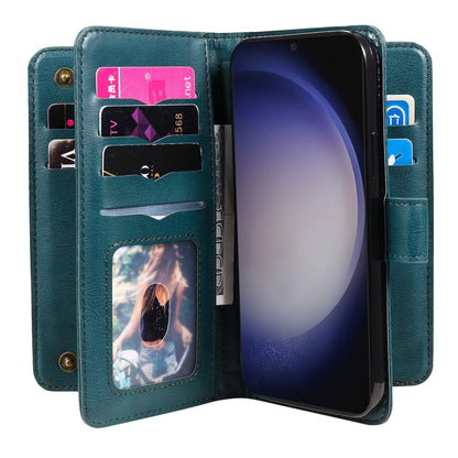 For Samsung Galaxy S25 / S24 5G Multi-Function Wallet 10 Card Slots Leather Phone Case(Dark Green) - Galaxy S25 5G Cases by buy2fix | Online Shopping UK | buy2fix