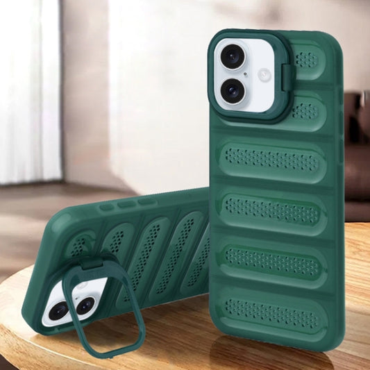 For iPhone 16 Invisible Holder Cooling Phone Case(Transparent Green) - iPhone 16 Cases by buy2fix | Online Shopping UK | buy2fix