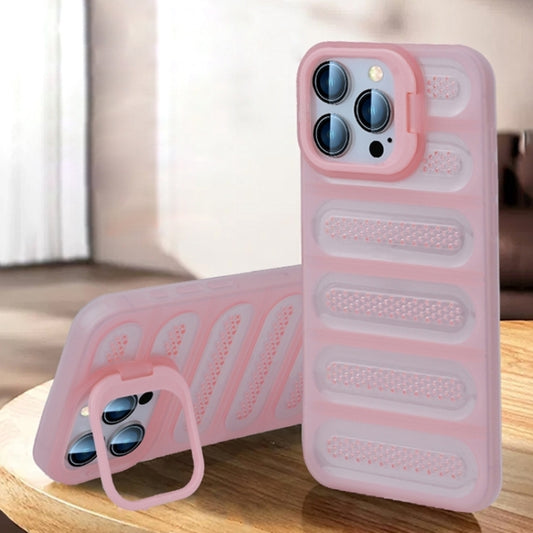 For iPhone 16 Pro Invisible Holder Cooling Phone Case(Transparent Pink) - iPhone 16 Pro Cases by buy2fix | Online Shopping UK | buy2fix