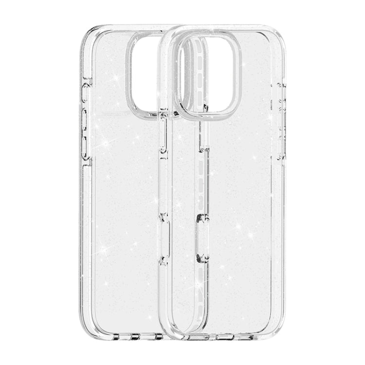 For iPhone 16 Pro Dual Color Clear Glitter TPU + TPE Full Coverage Phone Case(Glitter White) - iPhone 16 Pro Cases by buy2fix | Online Shopping UK | buy2fix